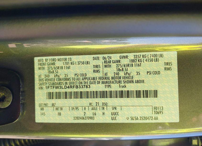 Photo 9 of 2024 Ford F-150 XLT (VIN 1FTFW3LD4RFB33783)