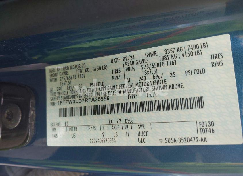 Photo 9 of 2024 Ford F-150 XLT (VIN 1FTFW3LD7RFA35556)