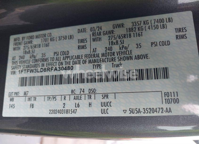 Photo 9 of 2024 Ford F-150 XLT (VIN 1FTFW3LD8RFA30480)