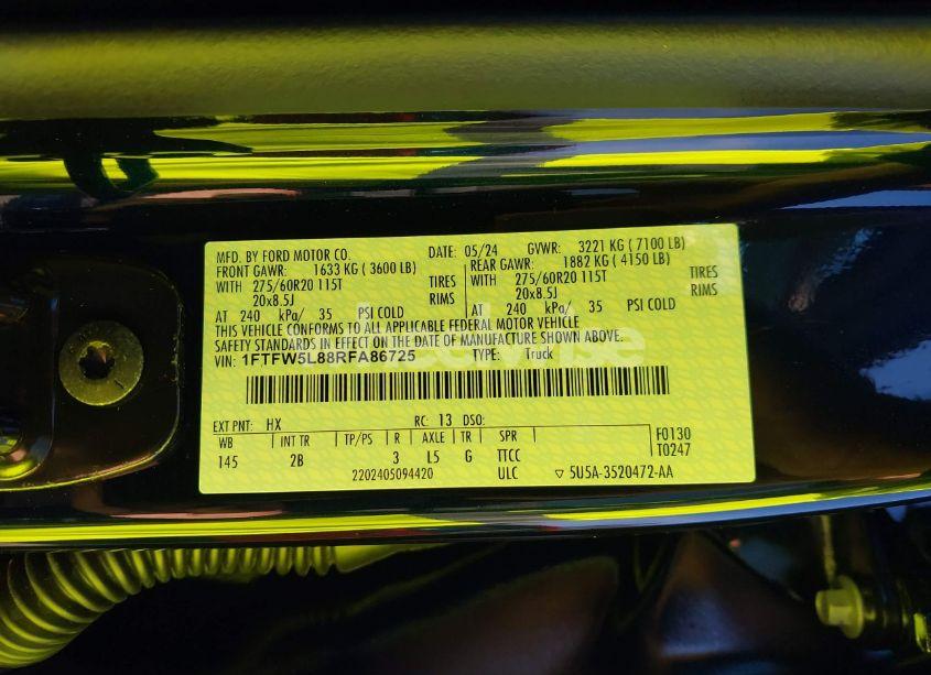 Photo 9 of 2024 Ford F-150 LARIAT (VIN 1FTFW5L88RFA86725)