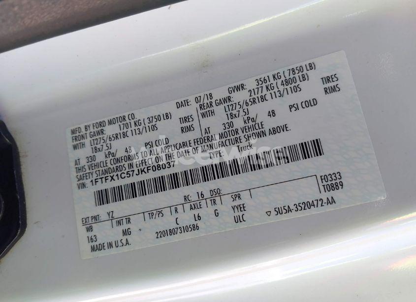 Photo 9 of 2018 Ford F-150 XLT (VIN 1FTFX1C57JKF08037)