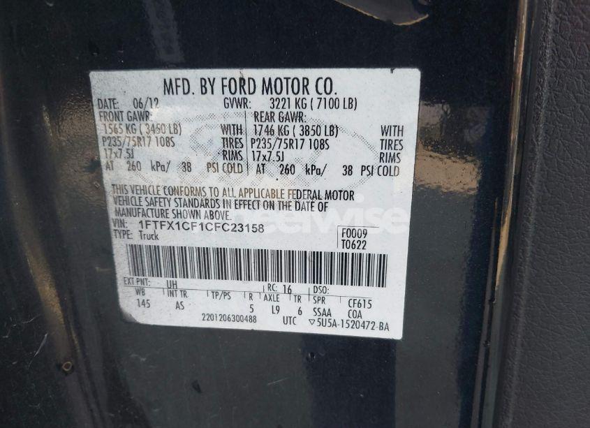 Photo 9 of 2012 Ford F-150 XL (VIN 1FTFX1CF1CFC23158)