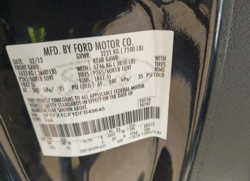 Photo 9 of 2013 Ford F-150 STX (VIN 1FTFX1CF1DFB49645)