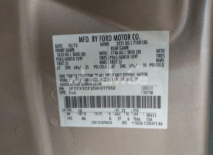 Photo 9 of 2013 Ford F-150 XLT (VIN 1FTFX1CF2DKG17552)