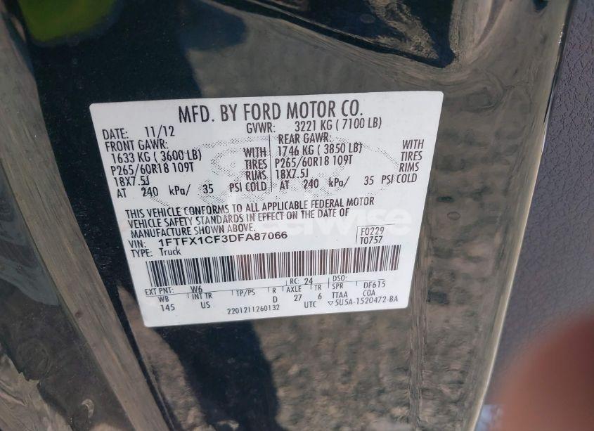 Photo 9 of 2013 Ford F-150 XLT (VIN 1FTFX1CF3DFA87066)