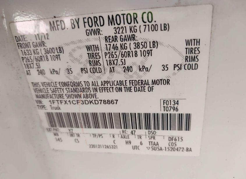 Photo 9 of 2013 Ford F-150 STX (VIN 1FTFX1CF3DKD78867)