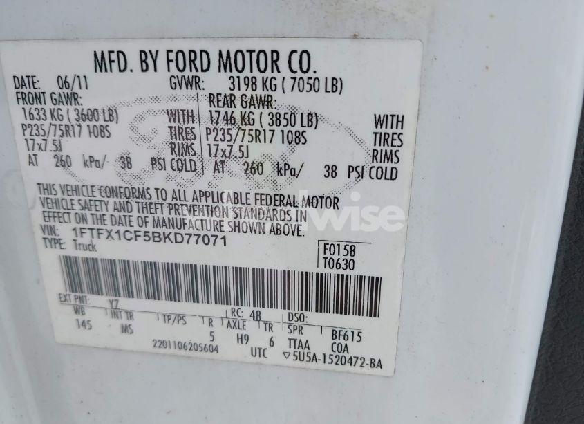 Photo 9 of 2011 Ford F-150 XLT (VIN 1FTFX1CF5BKD77071)