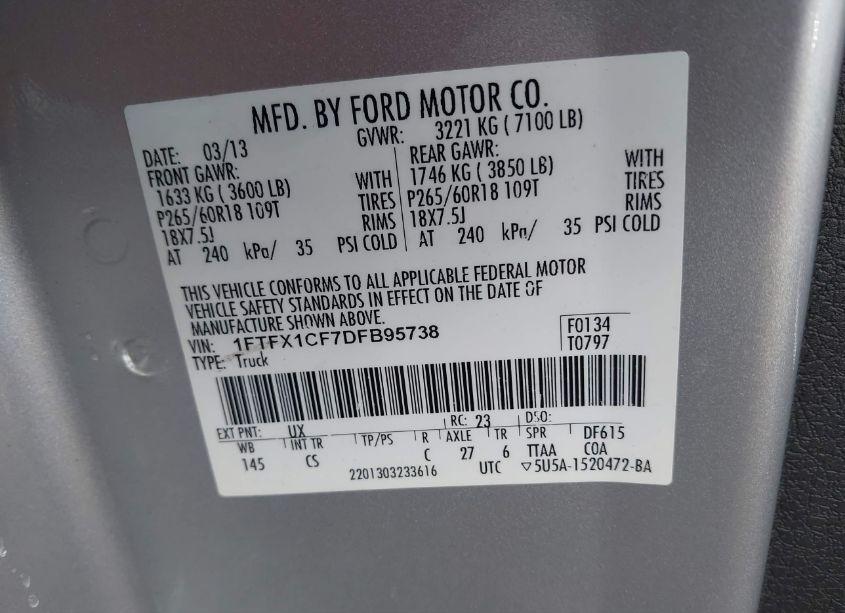 Photo 9 of 2013 Ford F-150 STX (VIN 1FTFX1CF7DFB95738)