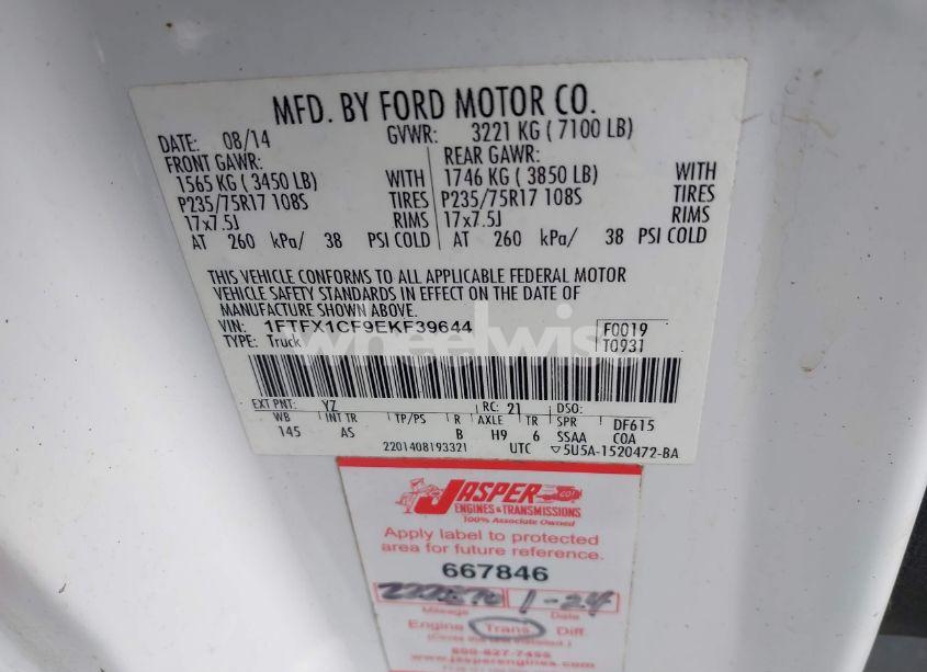 Photo 9 of 2014 Ford F-150 XL (VIN 1FTFX1CF9EKF39644)