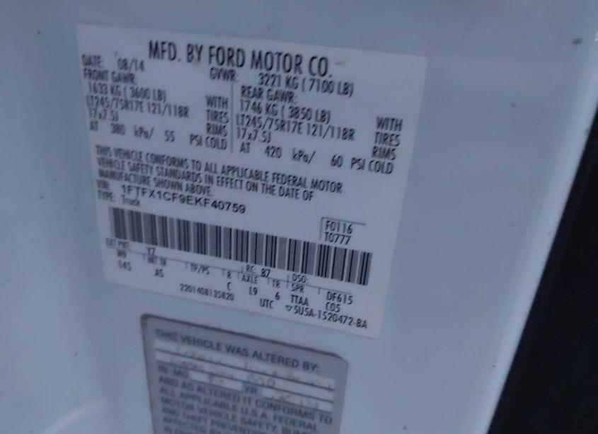 Photo 9 of 2014 Ford F-150 XL (VIN 1FTFX1CF9EKF40759)