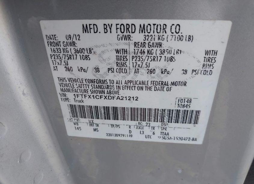 Photo 9 of 2013 Ford F-150 XLT (VIN 1FTFX1CFXDFA21212)