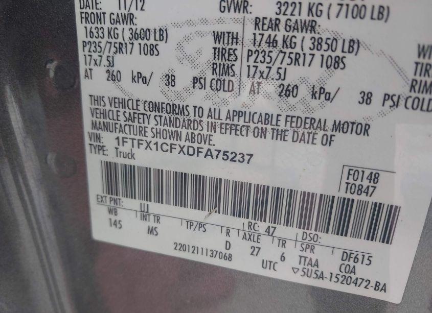 Photo 9 of 2013 Ford F-150 XLT (VIN 1FTFX1CFXDFA75237)