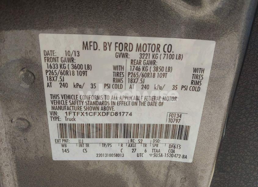 Photo 9 of 2013 Ford F-150 STX (VIN 1FTFX1CFXDFD81774)