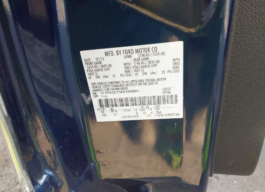 Photo 9 of 2013 Ford F-150 XLT (VIN 1FTFX1CT3DFD00880)