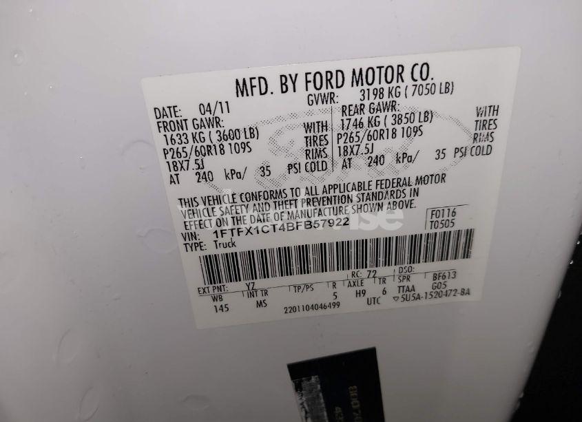 Photo 9 of 2011 Ford F-150 XLT (VIN 1FTFX1CT4BFB57922)