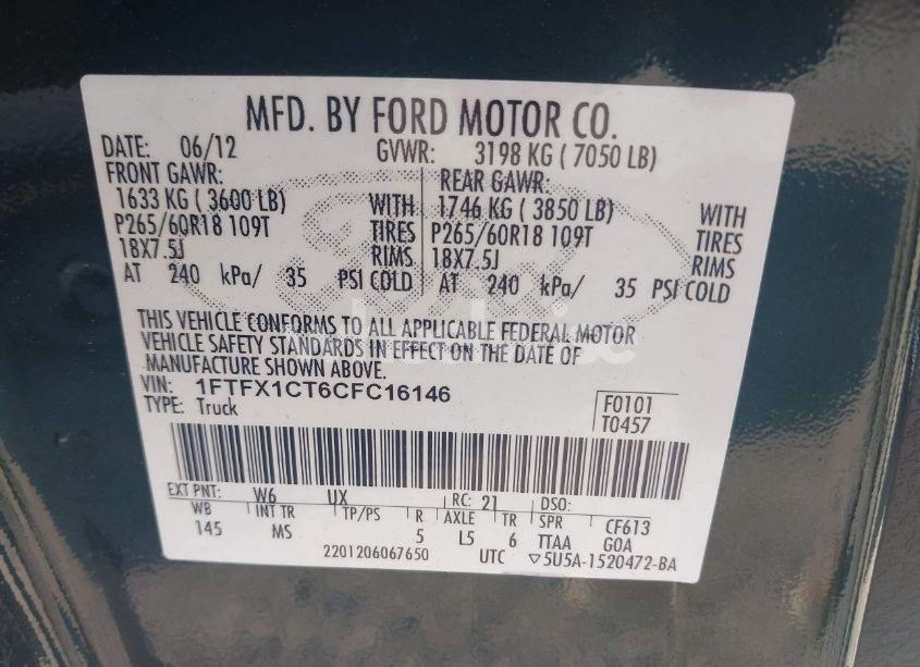 Photo 9 of 2012 Ford F-150 XLT (VIN 1FTFX1CT6CFC16146)