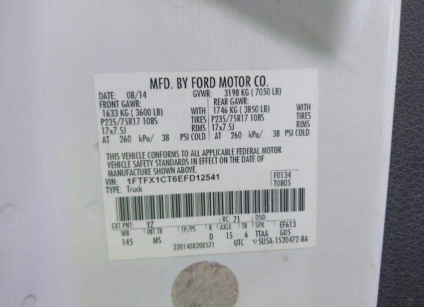 Photo 9 of 2014 Ford F-150 XLT (VIN 1FTFX1CT6EFD12541)