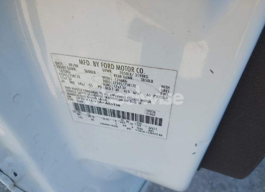 Photo 9 of 2010 Ford F-150 FX2 SPORT/LARIAT/XL/XLT (VIN 1FTFX1CV1AKA50138)