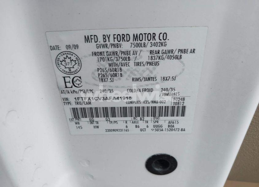 Photo 9 of 2010 Ford F-150 FX2 SPORT/LARIAT/XL/XLT (VIN 1FTFX1CV3AFA41918)