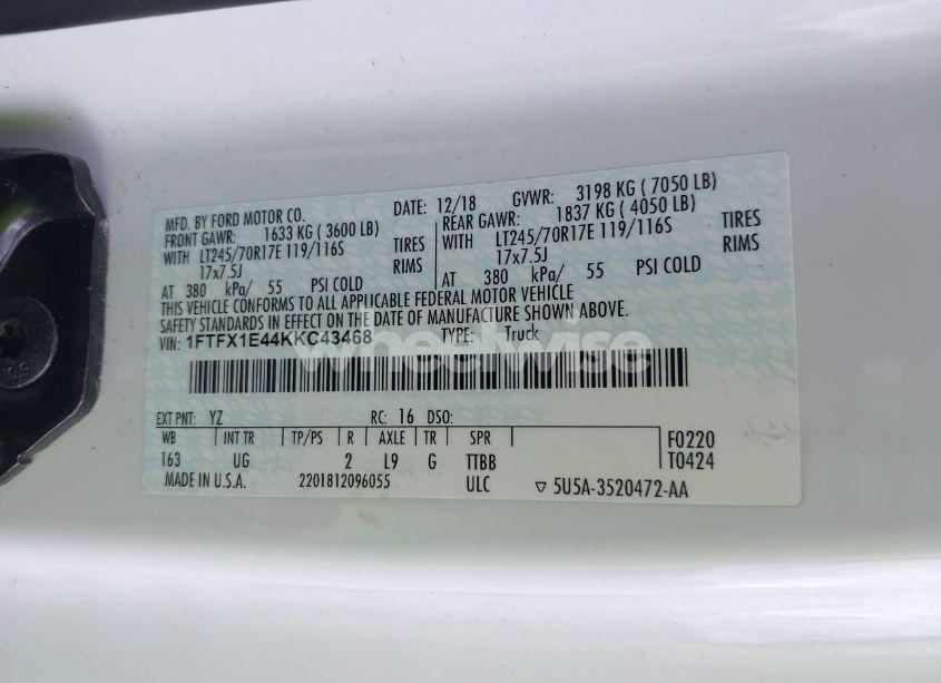 Photo 9 of 2019 Ford F-150 XLT (VIN 1FTFX1E44KKC43468)