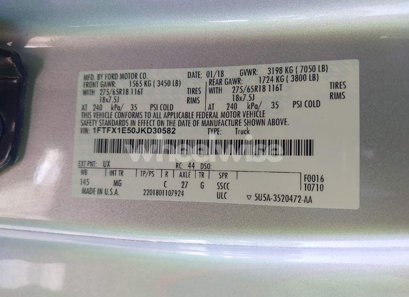 Photo 9 of 2018 Ford F-150 XLT (VIN 1FTFX1E50JKD30582)
