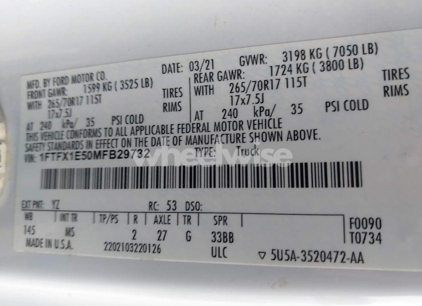 Photo 9 of 2021 Ford F-150 XLT (VIN 1FTFX1E50MFB29732)