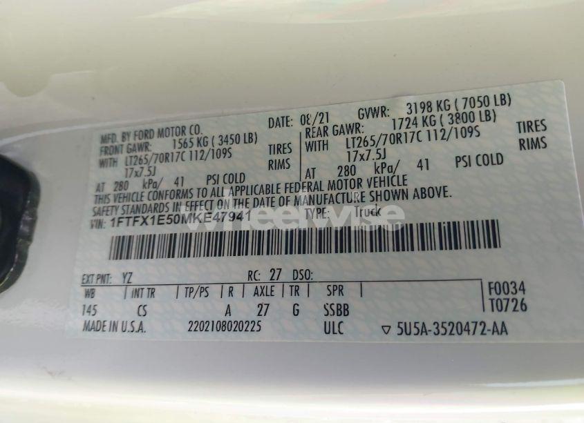 Photo 9 of 2021 Ford F-150 XL (VIN 1FTFX1E50MKE47941)