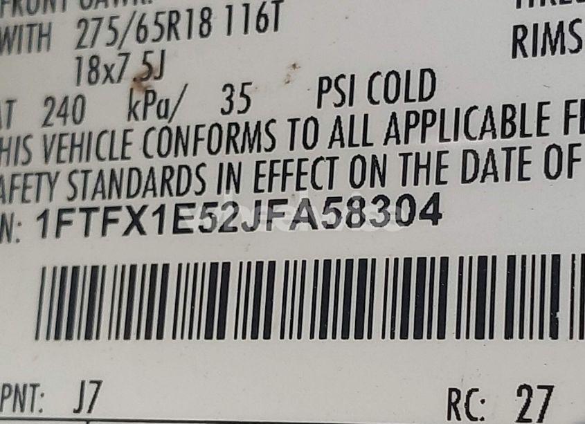 Photo 9 of 2018 Ford F-150 XLT (VIN 1FTFX1E52JFA58304)