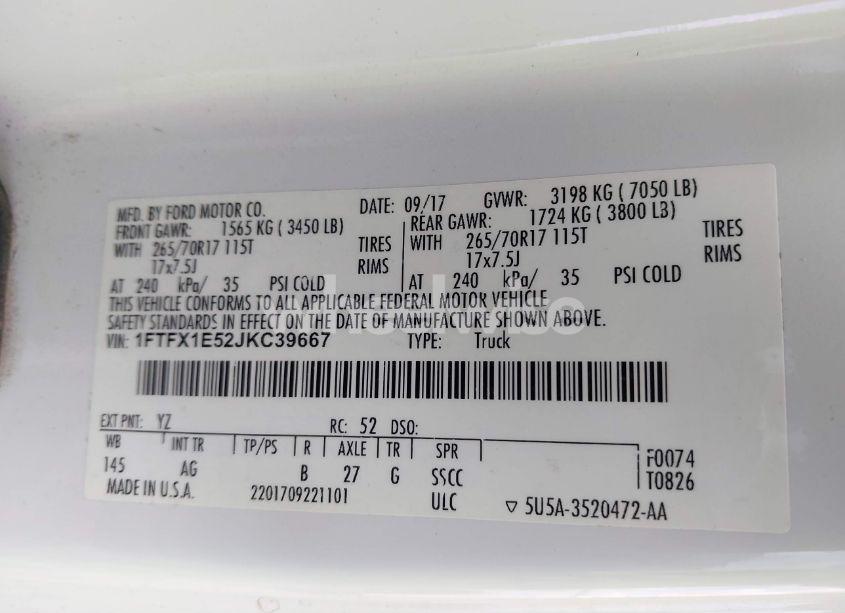 Photo 9 of 2018 Ford F-150 XL (VIN 1FTFX1E52JKC39667)