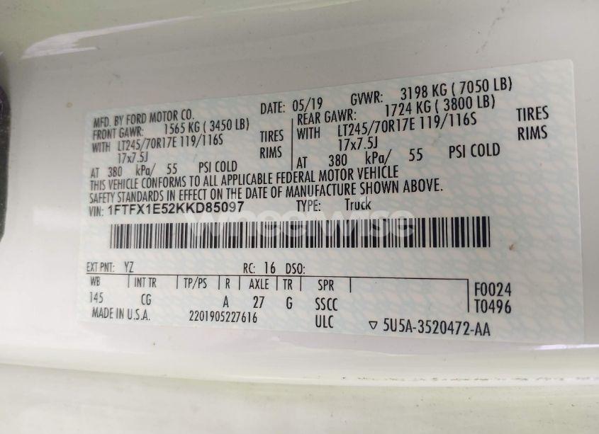 Photo 9 of 2019 Ford F-150 XL (VIN 1FTFX1E52KKD85097)