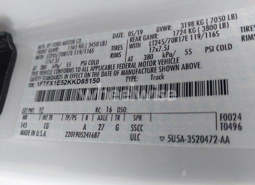 Photo 9 of 2019 Ford F-150 XL (VIN 1FTFX1E52KKD85150)