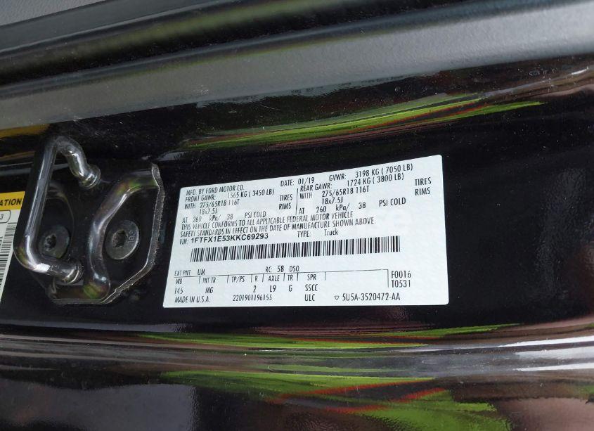 Photo 9 of 2019 Ford F-150 XLT (VIN 1FTFX1E53KKC69293)