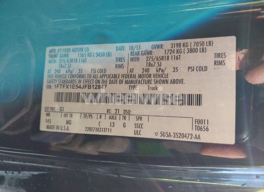 Photo 9 of 2018 Ford F-150 XLT (VIN 1FTFX1E54JFB12847)