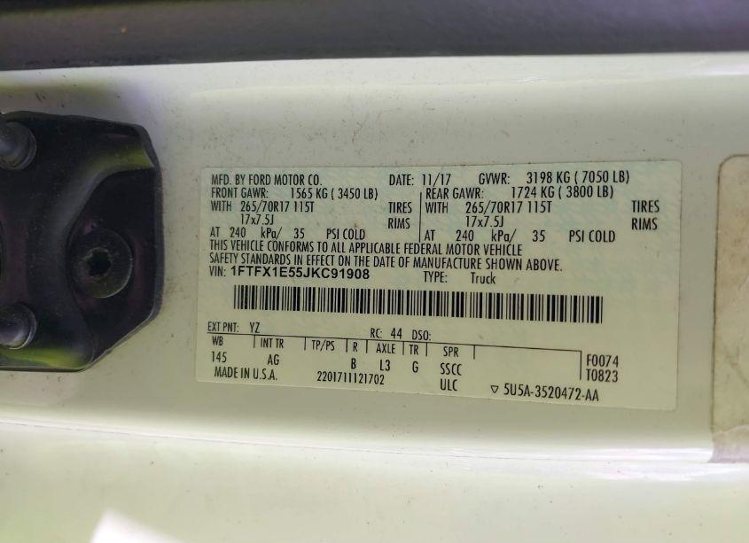 Photo 9 of 2018 Ford F-150 XL (VIN 1FTFX1E55JKC91908)