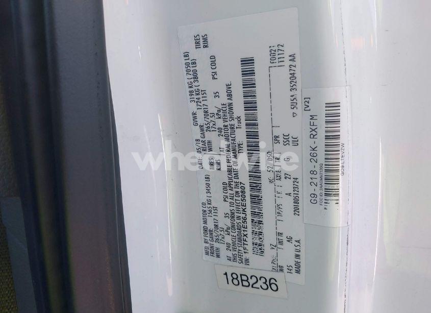 Photo 9 of 2018 Ford F-150 XL (VIN 1FTFX1E56JKE50807)