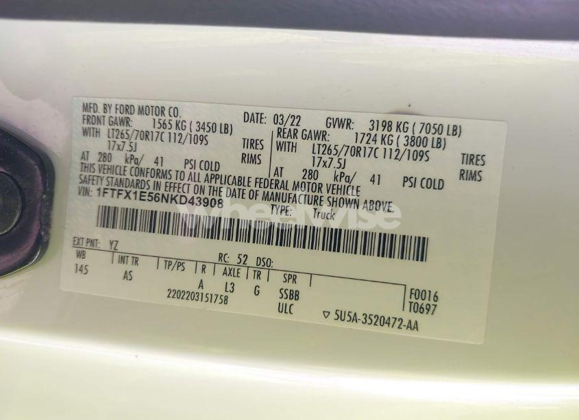 Photo 9 of 2022 Ford F-150 XL (VIN 1FTFX1E56NKD43908)