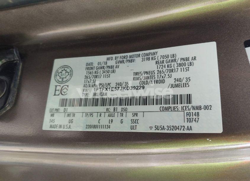 Photo 9 of 2018 Ford F-150 XLT (VIN 1FTFX1E57JKD39229)