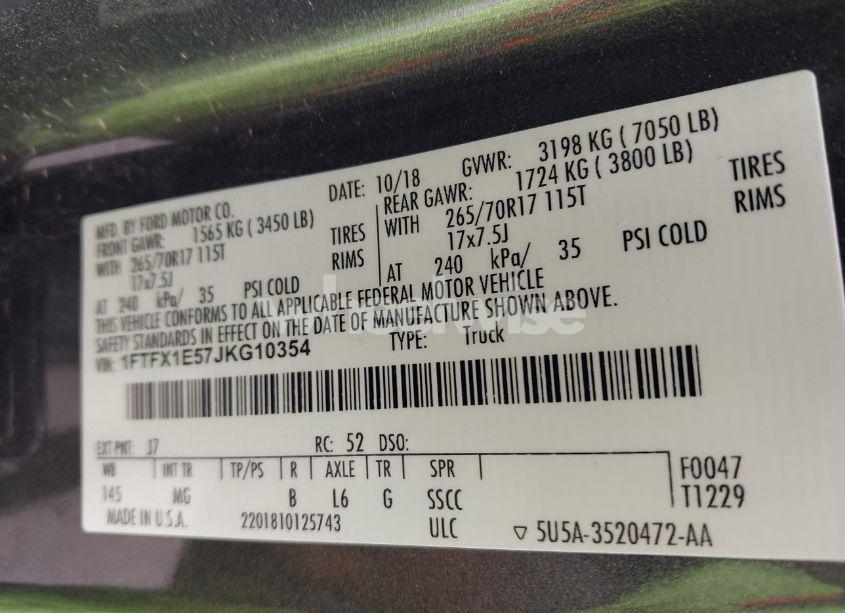 Photo 9 of 2018 Ford F-150 XLT (VIN 1FTFX1E57JKG10354)