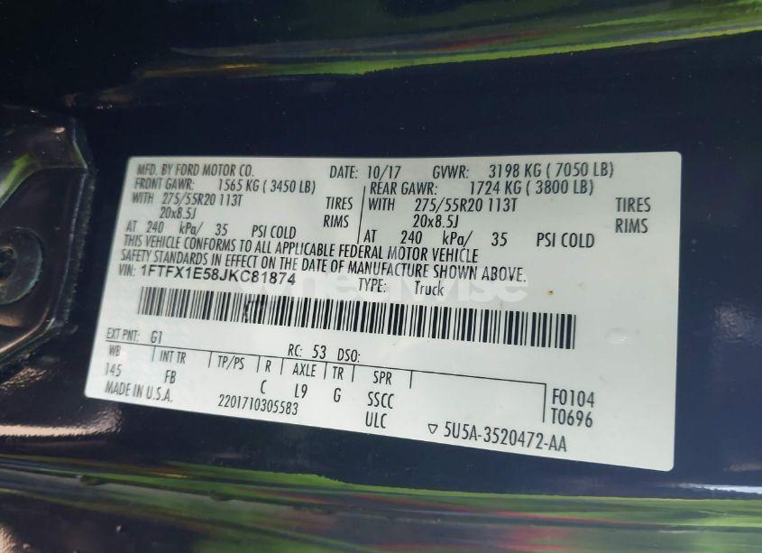 Photo 9 of 2018 Ford F-150 XLT (VIN 1FTFX1E58JKC81874)