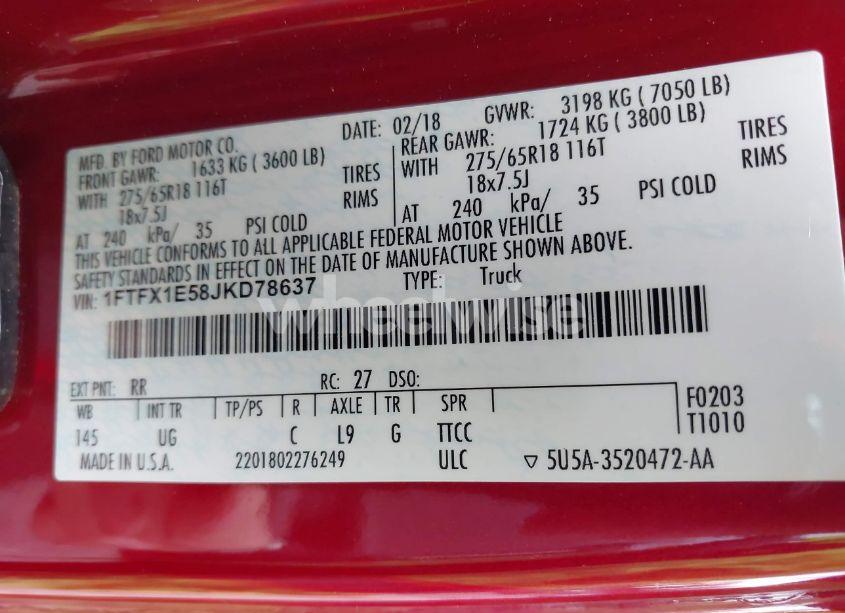 Photo 9 of 2018 Ford F-150 XLT (VIN 1FTFX1E58JKD78637)