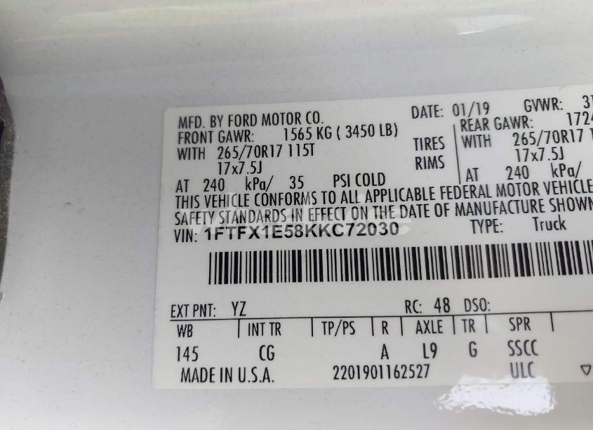 Photo 9 of 2019 Ford F-150 XL (VIN 1FTFX1E58KKC72030)