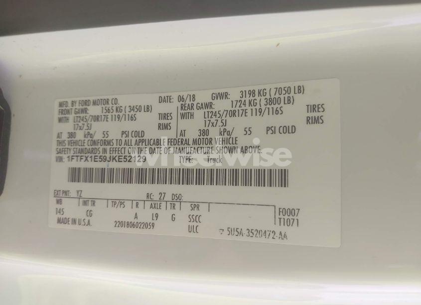 Photo 9 of 2018 Ford F-150 XL (VIN 1FTFX1E59JKE52129)