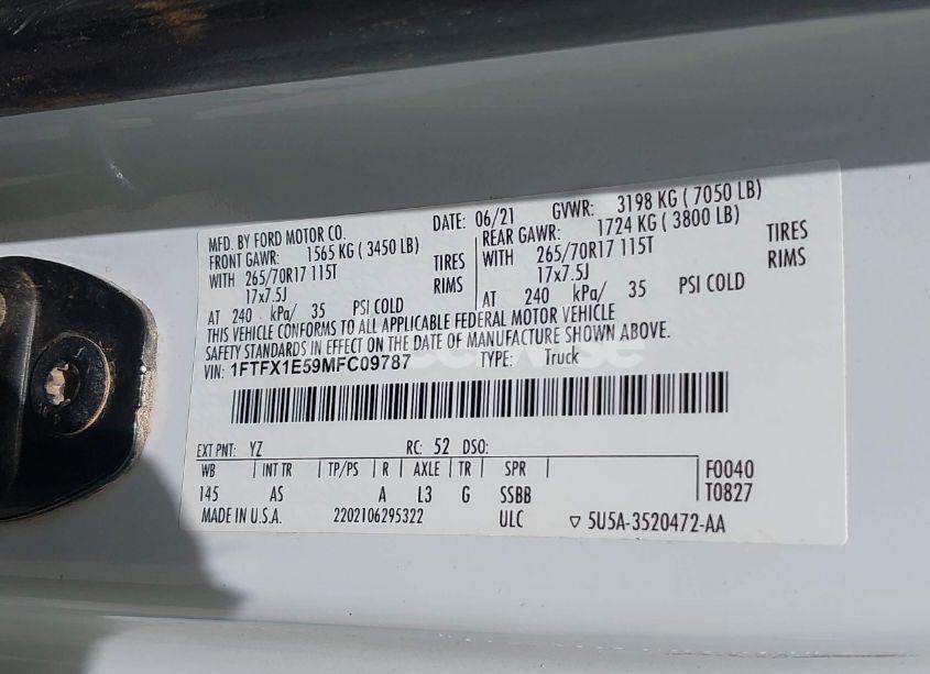 Photo 9 of 2021 Ford F-150 XL (VIN 1FTFX1E59MFC09787)