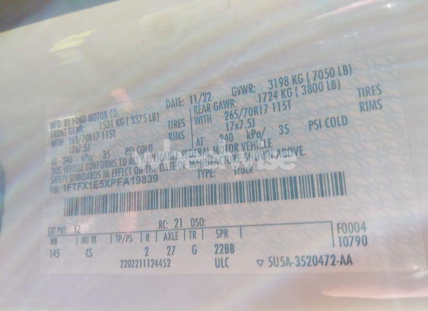 Photo 9 of 2023 Ford F-150 XL (VIN 1FTFX1E5XPFA19839)