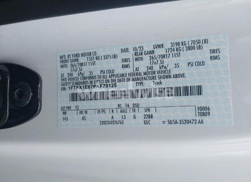 Photo 9 of 2023 Ford F-150 XL (VIN 1FTFX1E87PKF79125)