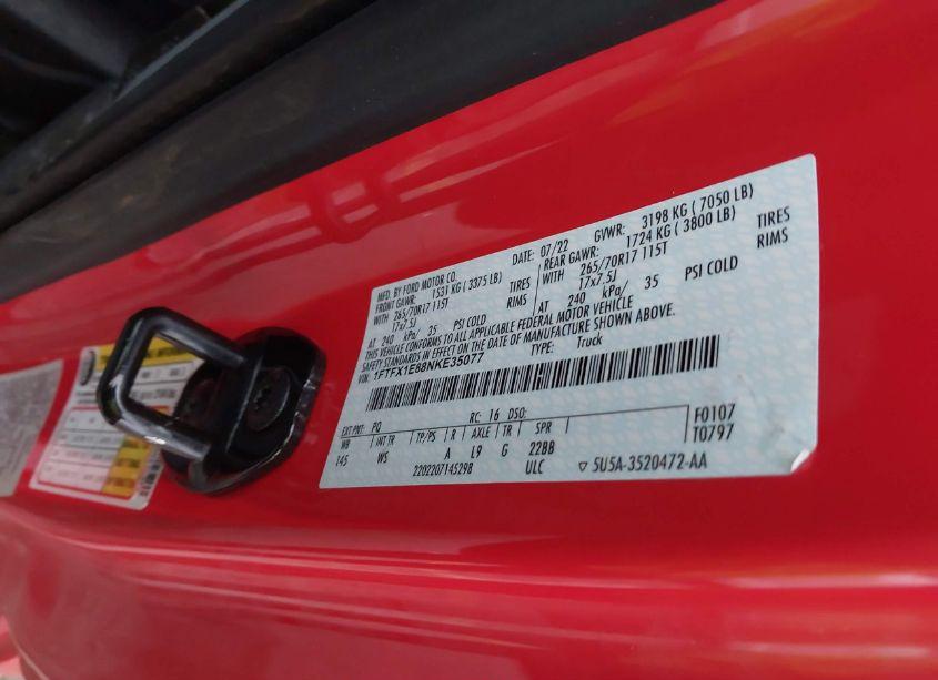 Photo 9 of 2022 Ford F-150 XL (VIN 1FTFX1E88NKE35077)