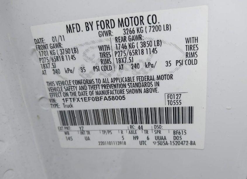 Photo 9 of 2011 Ford F-150 XLT (VIN 1FTFX1EF0BFA58005)