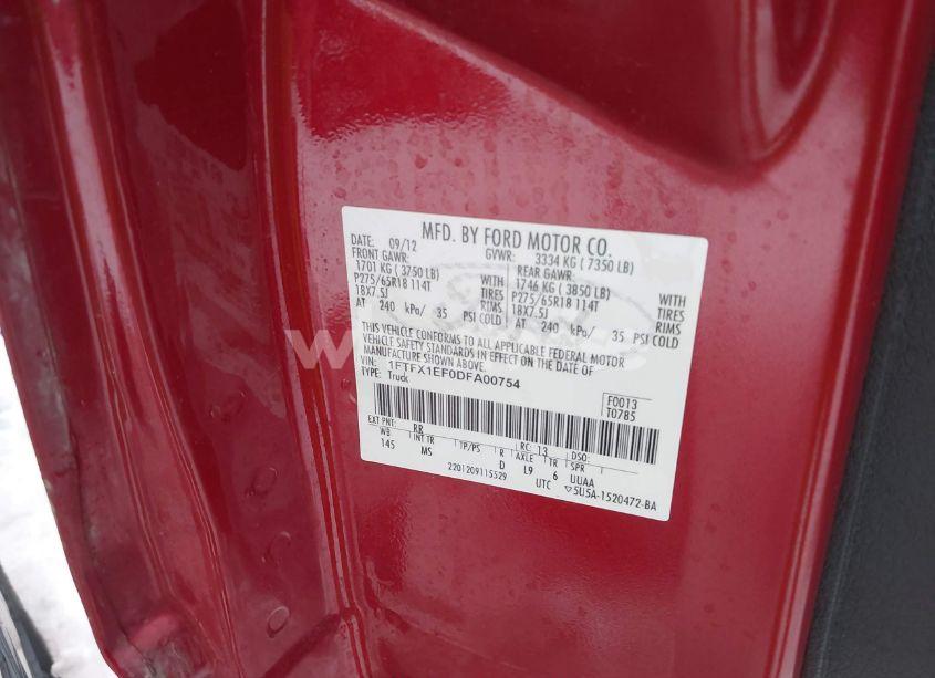 Photo 9 of 2013 Ford F-150 XLT (VIN 1FTFX1EF0DFA00754)