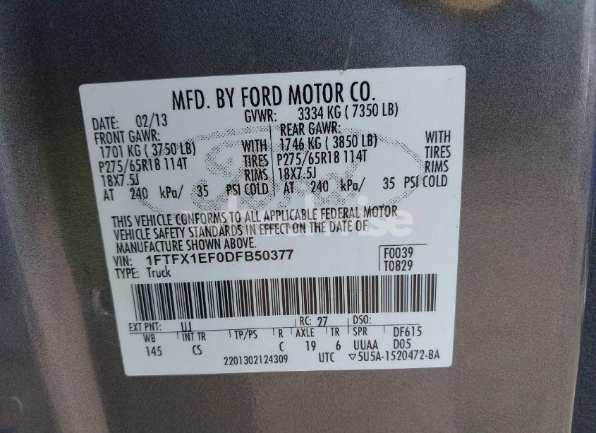 Photo 9 of 2013 Ford F-150 STX (VIN 1FTFX1EF0DFB50377)