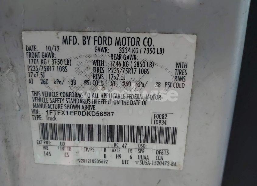 Photo 9 of 2013 Ford F-150 STX (VIN 1FTFX1EF0DKD58587)